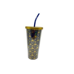 New Disney 50th‎ Anniversary Tumbler Gold Lid Blue Straw Cup Cinderella Castle